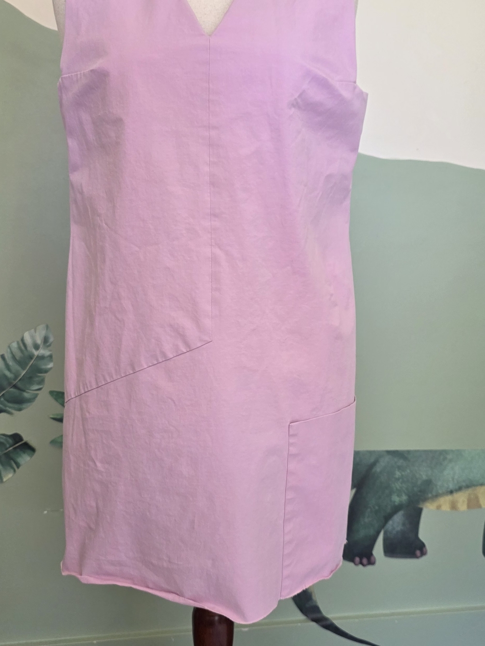 V-Neck Sleeveless Pink Shift Mini Dress